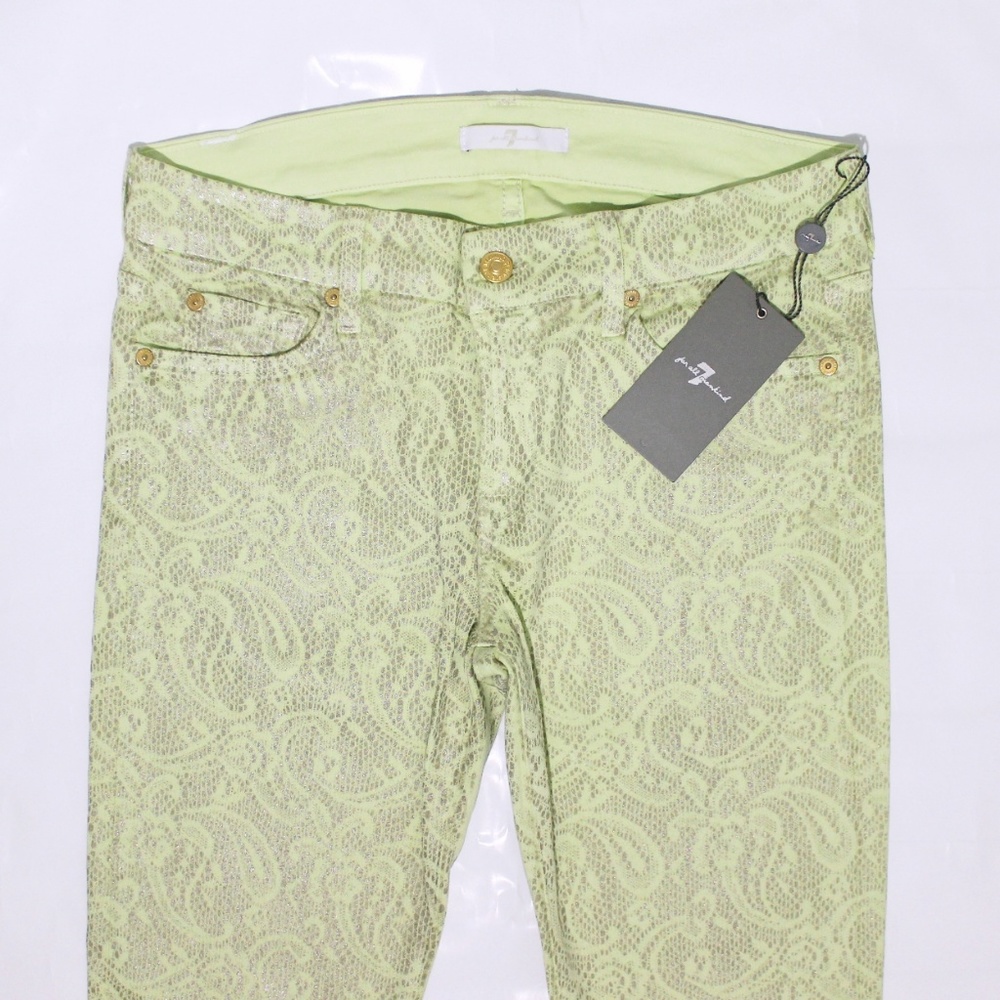 NWT 7 For All Mankind Paisley Green Skinny P…